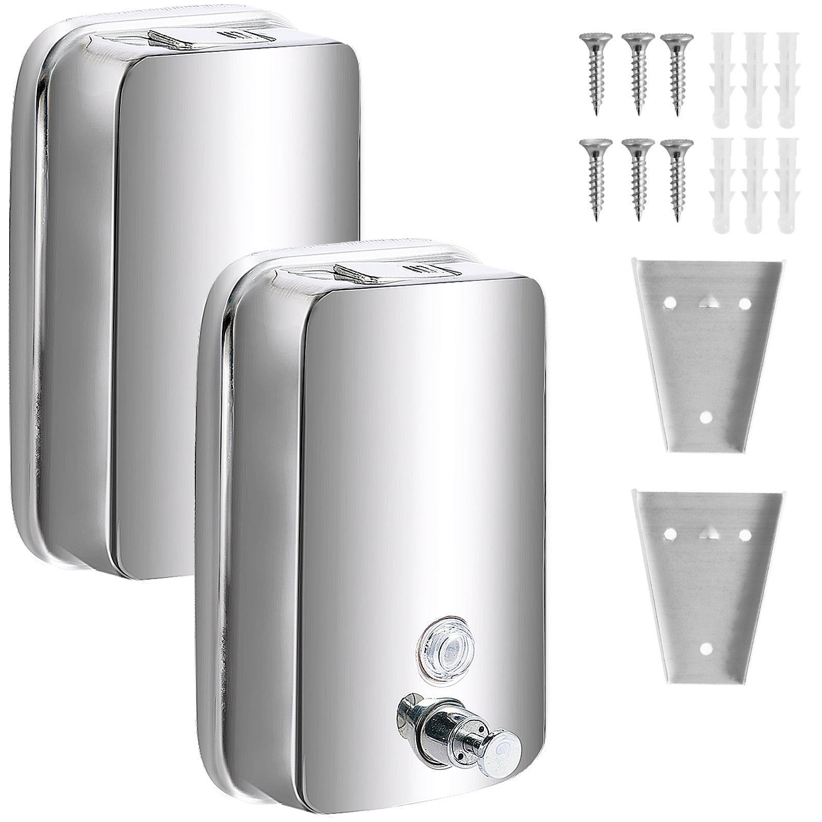 Hvxrjkn 2Pcs Commercial Soap Dispenser Stainless Steel 1000ml Wall Mount Manual Liquid Pump Rust Proof Leak Free for Bathroom